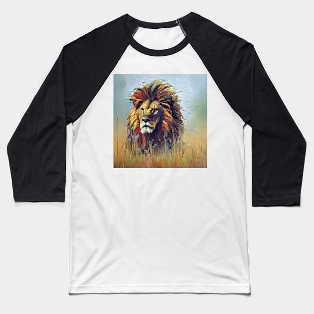 Painting of a big wild lion Baseball T-Shirt by bogfl